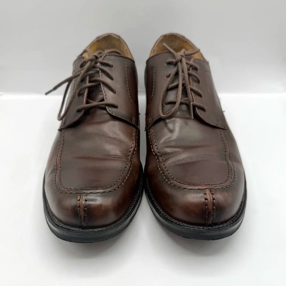 GH Bass Mens Stuart Brown Leather 3 Eye Lace Up Oxford Dress Shoes Size 10.5 M